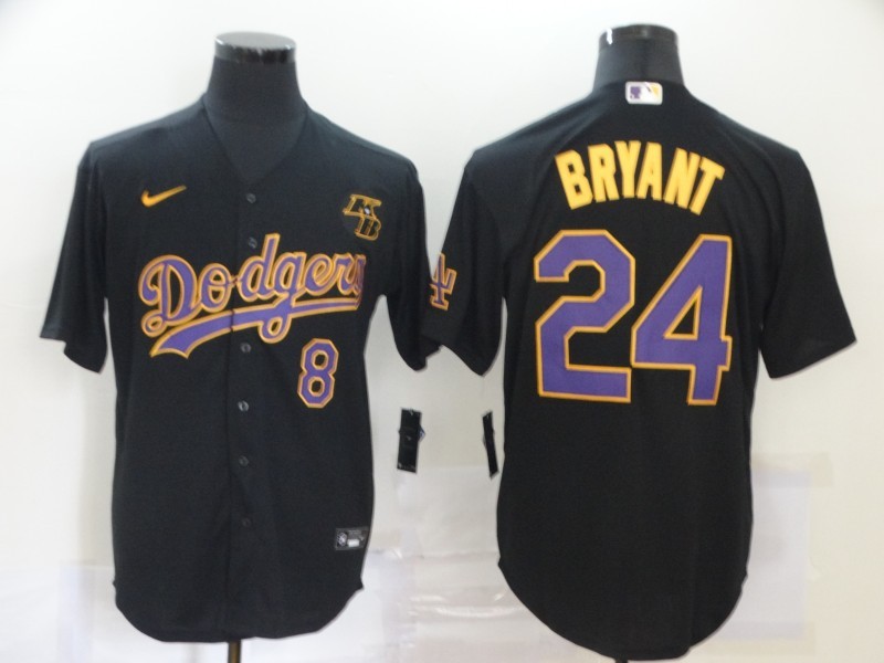 Men's Los Angeles Dodgers Kobe Bryant #8-24 Black Jersey